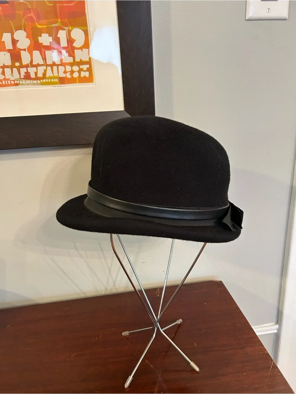 Vintage Wool Black Felt Bowler Hat